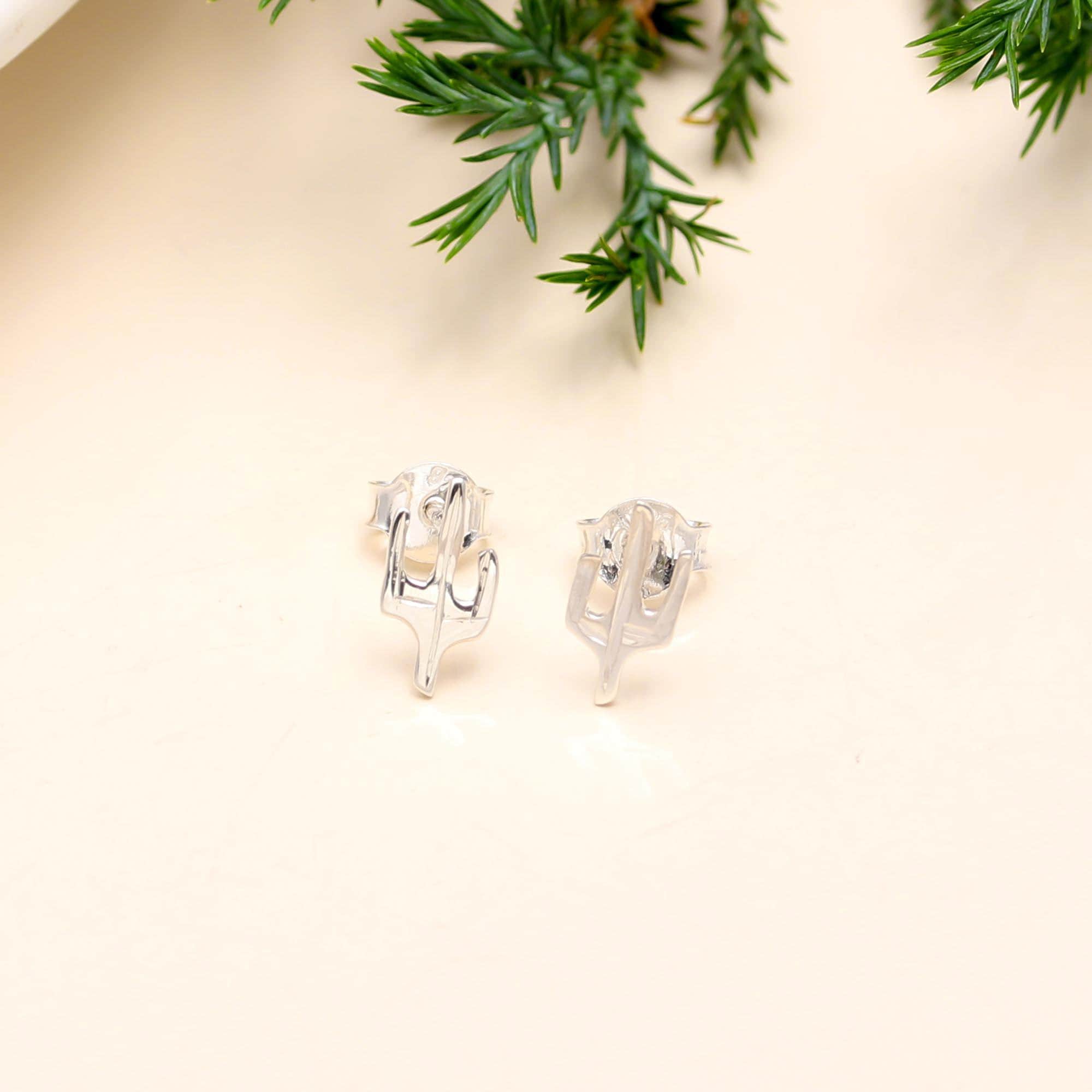 The Silver Saguaro: Sterling Silver Cactus Stud Earrings