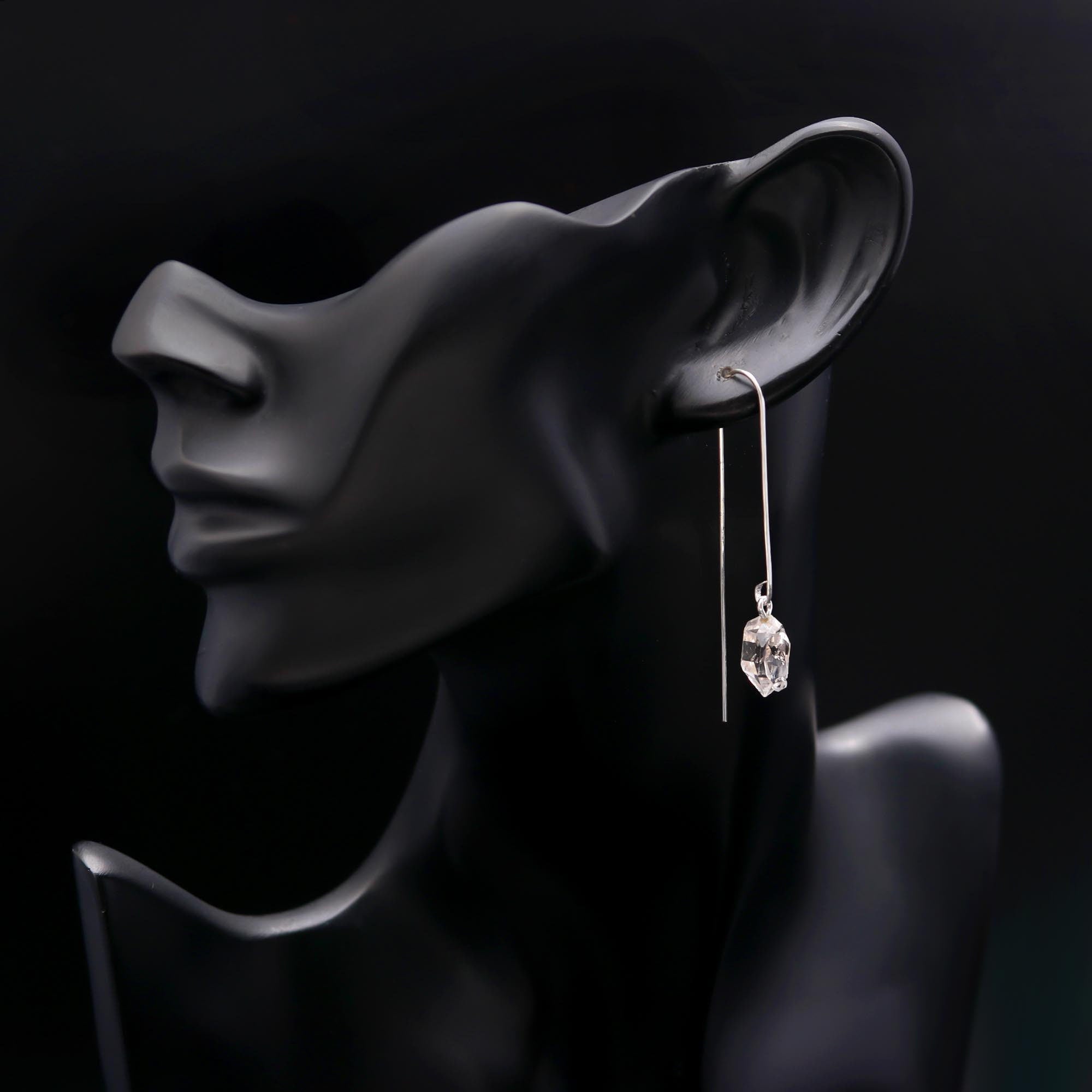 The Arctic Prism: Raw Herkimer Diamond & Silver Arch Earrings